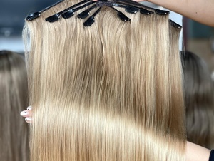 Nouvelles extensions capillaires à clipser Octopus, mélange blond, 1 pièce, 10 clips, postiche araignée, double trame épaisse, extensions à clipser - Product Image 2