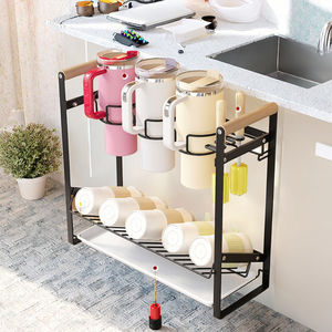 Escurridor de Tazas de Doble Nivel de Gran Capacidad, Multifuncional, con Aislamiento Térmico, de Metal, con Drenaje, para Fregadero de Cocina, Magnético - Product Image 3