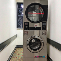 Stacked Coin Operated Washer Dryer Self Service Laundry Machine With Card Payment for Laundromat Apartment