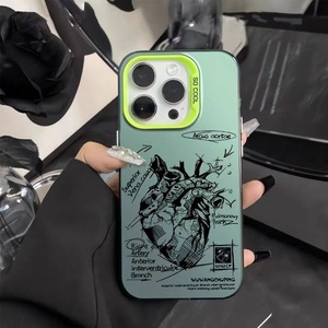 Ốp điện thoại iPhone 16 15 Pro Max 14 13 12 11 XR thời trang, thiết kế graffiti trái tim nổi tiếng, viền mạ, chống sốc - Product Image 5