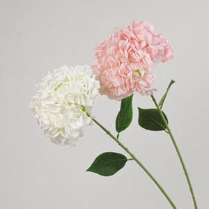 Fleur d'hortensia artificielle en tissu de soie, branche unique extra large, décoration pour la maison et les mariages, blanc, champagne, rose pâle, clair - Product Image 2