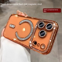 Coque de téléphone portable de luxe transparente en TPU électroplaqué avec anneau magnétique, antichoc, souple, couleur bordeaux, pour iPhone 18 17 Pro Max