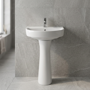 Goodone Round Ceramic Wash Basin with <b>Full</b> Pedestal 12L Capacity Modern Bathroom Sink - Product Image 2