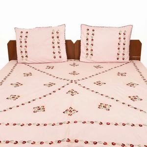 ที่มีคุณภาพสูงในแบบฉบับเด็กสีชมพูผ้าฝ้ายผ้าปูที่นอนที่มีกลีบสีแดงการออกแบบสองหมอนครอบคลุมสำหรับห้องนอนขายส่ง BL-108 - Product Image 1