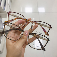 Monturas de Gafas de Metal Inoxidable Redondas con Forma de Gato y Logotipo Personalizado, Monturas Ópticas Personalizadas al por Mayor, Diseño de Monturas de Gafas