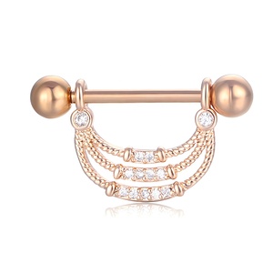 Piercing de Pezón de Acero Quirúrgico con Forma de Flor, Corazón y Luna, con Circonita, Joyería Corporal para Chicas - Product Image 5