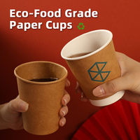 Gobelet en papier personnalisé élégant à double paroi pour boissons chaudes et froides avec couvercle pour café à emporter et tasses à crème glacée à paroi unique