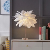 Lampe de chevet LED personnalisée en forme de plume avec batterie intégrée, design moderne et simple, commande par bouton, décoration d'ambiance pour chambre à coucher