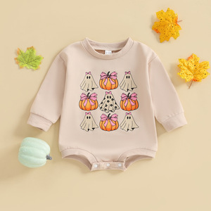 Tutina <span class=keywords><strong>a</strong></span> bolle di zucca e fantasma per neonati vestiti di Halloween manica lunga - Product Image 1