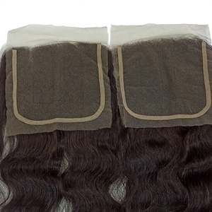 Closure 7x7 en cheveux humains indiens Remy, dentelle transparente, densité 180%, sans colle, nœuds blanchis, pour femmes noires - Product Image 1