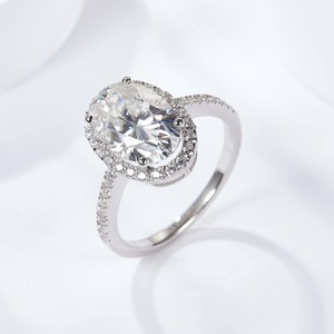 Anillo de Diamantes Moissanita de Alta Calidad con Corte Ovalado Personalizado, Certificado IGI, Anillo de Eternidad para Boda, Hecho a Mano en Plata de Ley, Estilo Hip Hop para Mujer - Product Image 5