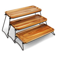 Plateau de service à cupcakes et tour à 3 niveaux, présentoir de Table à Dessert en bois, étagère de rangement de cuisine