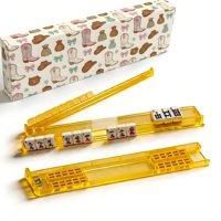 Ensemble de pousseurs magnétiques de luxe pour Mahjong américain, motif floral de jardin coloré, boîte transparente en PS, support pour jetons de poker, usage domestique