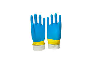 Guante industrial de goma de látex de alta resistencia, resistente al agua, guantes de trabajo de jardín, azul, amarillo, bloque de dos colores, 80g, <span class=keywords><strong>100g</strong></span> - Product Image 3