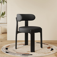Fauteuil de salle à manger contemporain en bois avec dossier en cuir PU, en noyer massif, écologique et durable, pour la maison, le bureau, l'hôtel, l'entrepôt
