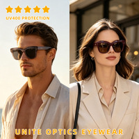Fabrication de lunettes de soleil OEM, vente en gros, logo personnalisé, marque privée, lunettes de soleil rétro carrées pour hommes, monture en plastique, protection UV400