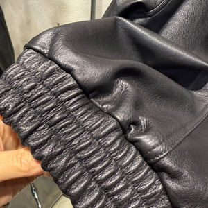 Veste vintage pour femmes en véritable peau de mouton, col montant, fermeture éclair et boutons, coupe-vent, manteau en cuir véritable pour femmes de bureau - Product Image 5