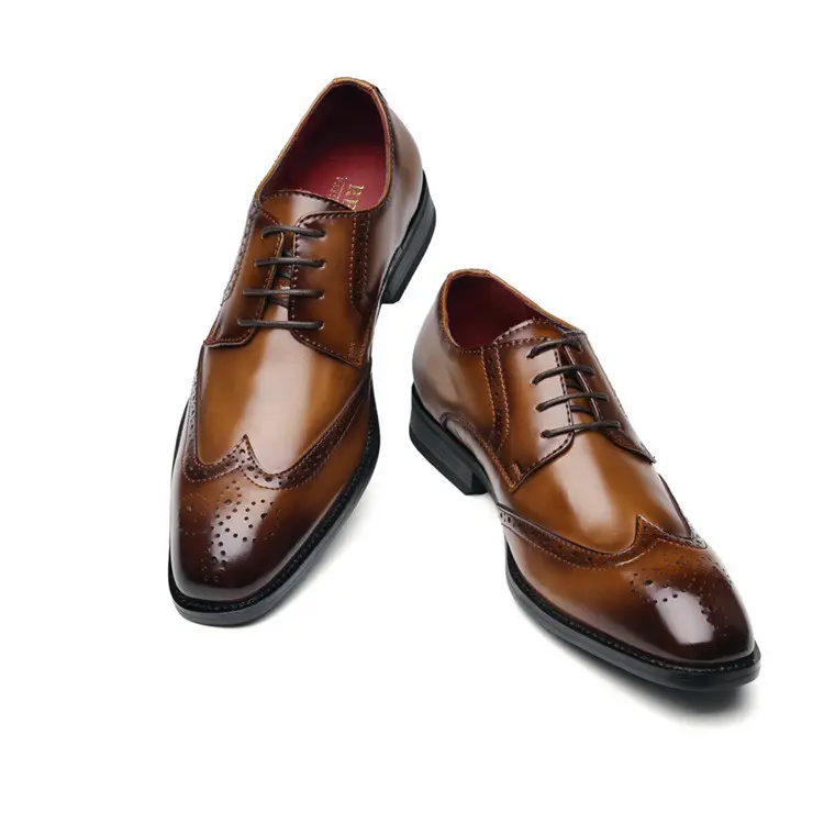 sh12038a Brogue Shoes Men Classic Italian Brand Mens Formal Genuine Leather Brown Office Shoes