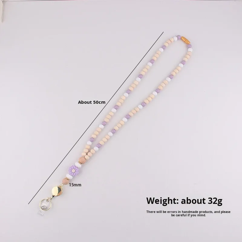 Cartoon Mushroom Hanging Rope Colorful Silicone Bead Lanyard for Mobile Phone Key Phone Jewelry