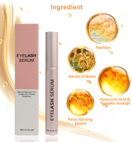 Sérum pour cils naturel, biologique, végétalien, stimulant la croissance, sans logo, en gros, personnalisé, marque privée, avec applicateur