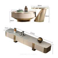 Table basse et meuble TV en bois de luxe italien, style contemporain moderne et simple, haut de gamme pour salon