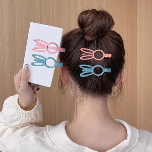 <b>Rabbit</b> Ear Hair Clip 6 Cm Glossy Metal Side Clip For Women Casual Headdress - Product Image 1
