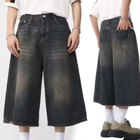 2025 printemps été à la mode marque hommes Denim Shorts trois quarts trois quarts jean bouton décoration ample jambe droite