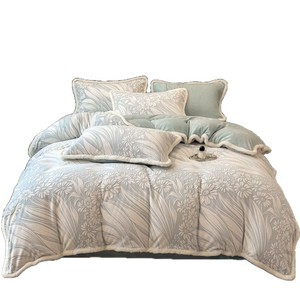 Winter Thickened Embossed Milk Fleece Four-Piece Bedding Set Double-Sided Warm Skin-Friendly Modern Style Winter Use - Product Image 3