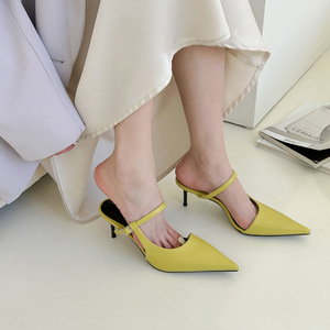 Summer New Sexy Baotou Shoes <b>Pointed</b> Shallow Mouth Thin High Heels Solid Color Women's Shoes - Product Image 1