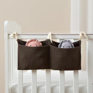 Hot Sales Boho Musselina Algodão Berço Organizador <span class=keywords><strong>Baby</strong></span> <span class=keywords><strong>Bed</strong></span> Portátil Pendurado Armazenamento Sacos Toy Fralda Fralda Bolso para cama Berço - Product Image 3