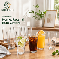 Verre à boire personnalisé avec logo, vente en gros, 500 ml (16,9 oz), en verre, base épaisse conique, compatible lave-vaisselle, pour eau, jus, cocktails