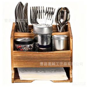 Wooden <b>Storage</b> <b>Box</b> Rectangle Standing Type Durable <b>Kitchen</b> Countertop Organizer Cutlery Holder Cabinet Organizers - Product Image 3
