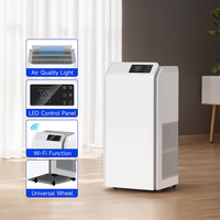 Purificateur d'air portable double HEPA 13 avec contrôle WIFI par application, grand modèle avec moniteur de qualité de l'air et filtre à charbon actif pour salon