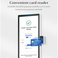 Kiosque interactif de commande automatique 15,6 pouces avec système d'exploitation Windows, lecteur NFC sans contact, imprimante de reçus 80 mm, support de terminal de point de vente et scanner HSK-SW15