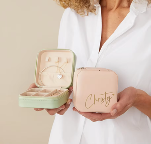 Custom Personalized Birth Flower Jewelry Cases Compact Travel Organizers With Custom Name Print - Product Image 2