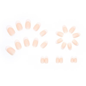 Ongles à presser French Tip Amande Courts Réutilisables <span class=keywords><strong>32</strong></span> Pièces 16 Tailles avec Mini Lime à Ongles en Plastique et Bandes Adhésives - Product Image 5