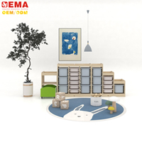 Armoire de rangement pour blocs de construction Montessori Ema, mobilier de classe pour enfants, idéal pour les écoles maternelles et les établissements d'enfants.