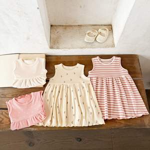 Gaun katun bernapas bayi perempuan, rok rompi bergaris Polka Dot longgar lembut musim panas 2025 untuk bayi dan balita perempuan - Product Image 2