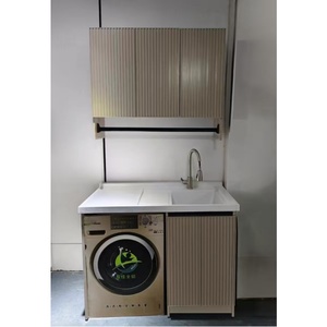 Armoire de buanderie en aluminium pour machine à laver, avec planche à laver intégrée - Product Image 4