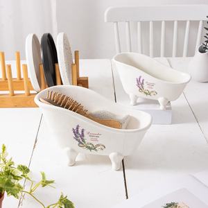 Campionario Vintage in miniatura vasca da bagno in ceramica <span class=keywords><strong>solido</strong></span> <span class=keywords><strong>portasapone</strong></span> in gres stile nordico in gres - Product Image 6