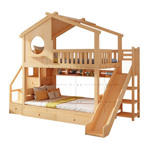 Giường gỗ trẻ em giường tầng nhà cây giường cao và thấp giường mẹ và con trượt Giường trẻ em giường cao - Product Image 1