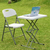 Table pliante carrée en plastique empilable SJ64, pour le camping en plein air, les pique-niques, le bureau d'ordinateur, table pliante blanche
