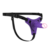 Yanse - Dildo realista de TPE y cuero con correa, juguete sexual lésbico, consolador grande de goma impermeable, rojo/morado/rojo rosado, 11 cm