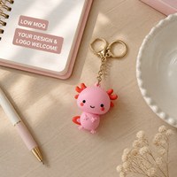 Fabrieksdirect groothandel schattige Axolotl PVC hanger blauw paars roze kleur gouden kreeftklem aangepaste logo cadeau voor sleutelhanger