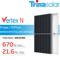Panneau solaire monocristallin Trina Vertex N TSM-NE19R 595-625W de type N I-TOPCon, module PV à 132 demi-cellules, module à film de protection IP68