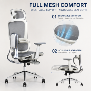 Executive <strong>Office</strong> Boss <strong>Chair</strong> Swivel Full Mesh Aluminum Alloy Frame Tall Wide Ergonomic Adjustable <strong>Heavy</strong> <strong>Duty</strong> 200kg <strong>Office</strong> <strong>Chair</strong> - Product Image 2
