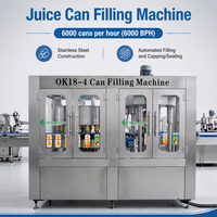 Machine de remplissage automatique W004 OK18-4 pour canettes de jus et de boissons, ligne de remplissage et de bouchage de canettes en aluminium, 6000 BPH