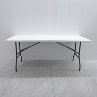 Ensemble table et chaises de jardin rectangulaires portables en plastique blanc de 1,80 m, légers, modernes, pliables, imperméables, pour hôtel