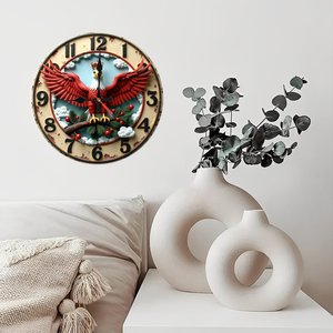<b>Round</b> Wooden Wall Clock 25x25cm Traditional Roman Numeral Wood Wall Decor Home Study Room Decoration - Product Image 2