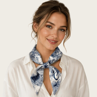 En gros, Foulard en soie 26 lettres, Série naturelle, Foulard étroit en satin à motifs floraux, Bandeau pour cheveux, Ruban pour sac, Foulard de cou, Cadeau et décoration pour femme